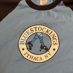 Ithaca Bluestocking roller derby sleeveless XL T-shirt